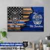 Canvas Prints 12" x 8" Personalized Canvas - Half Thin Blue Line - Police And Teacher - Hero Sunshine