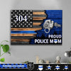 Canvas Prints 12" x 8" Personalized Canvas - Half Thin BLue Line - Proud Police Mom