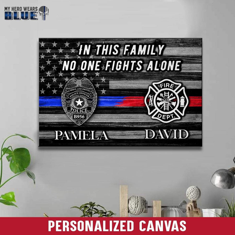 Canvas Prints 12" x 8" Personalized Canvas - In This Family - Police x Firefighter