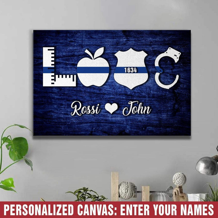 Canvas Prints 12" x 8" Personalized Canvas - Love Symbol - Police x Teacher