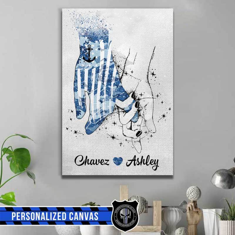 Navy - Always By Your Side Personalized Canvas Print