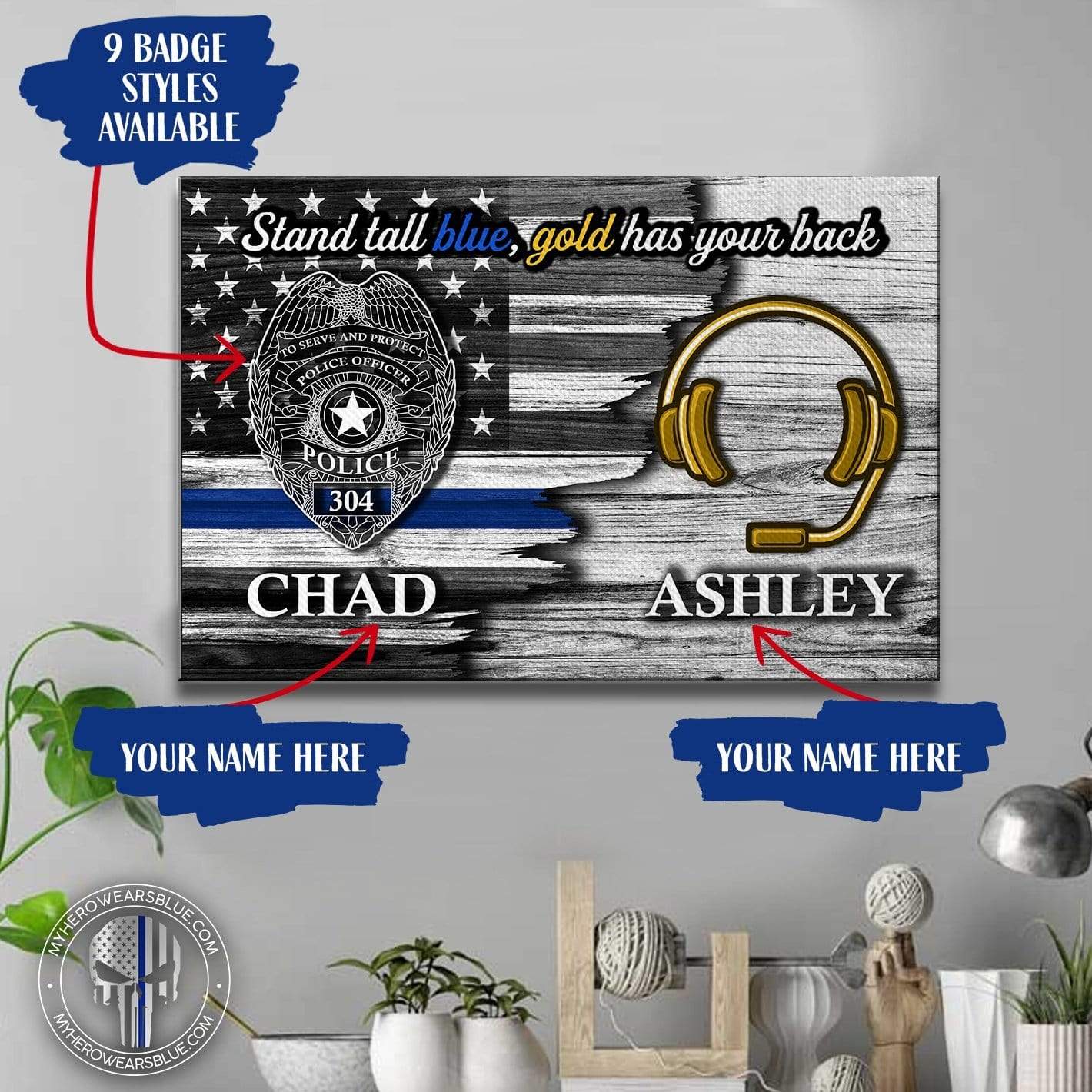 Canvas Prints 24" x 16" - BEST SELLER Personalized Canvas - Police x Dispatcher - Stand Tall