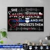 Canvas Prints 12" x 8" Personalized Canvas - Police x Nurse - She Save Lives - He Protects Them