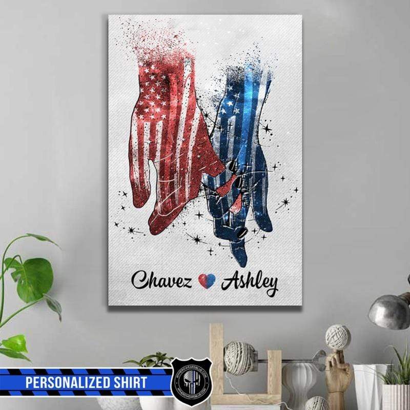 Always By Your Side Police And Firefighter Couple Thin Blue Line Canvas Print