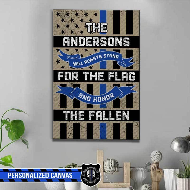 Canvas Prints 16" x 24" - BEST SELLER Personalized Canvas - TBL - Family Stands For The Flag
