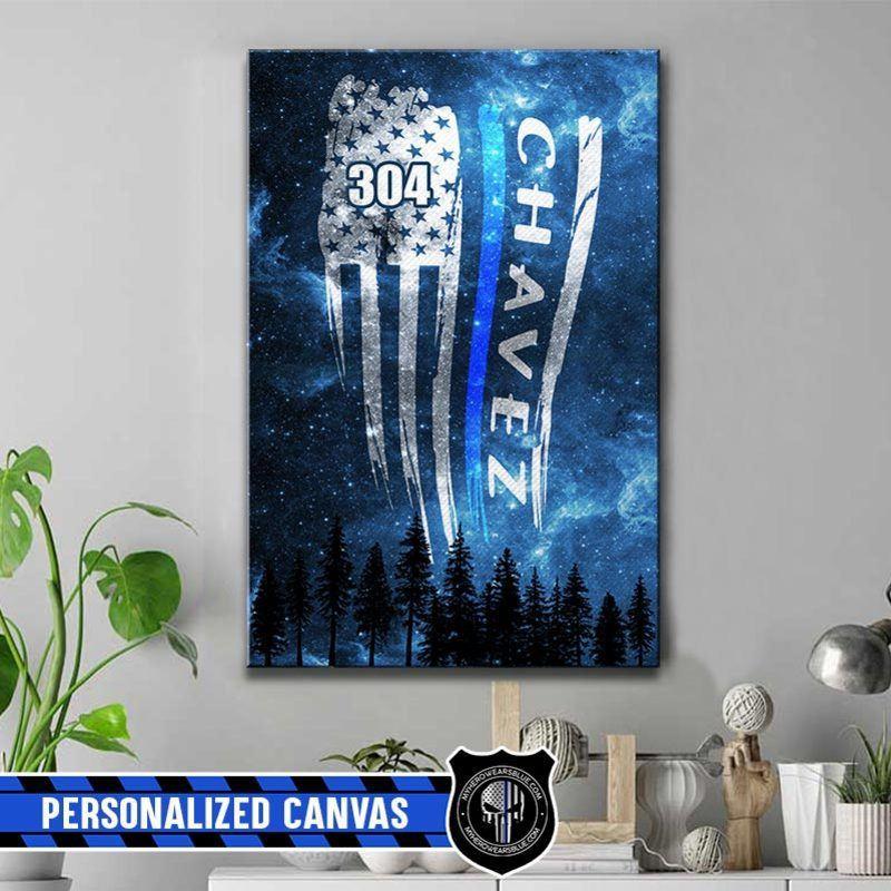 Thin Blue Line - Galaxy Distressed Flag Night Sky Canvas Print