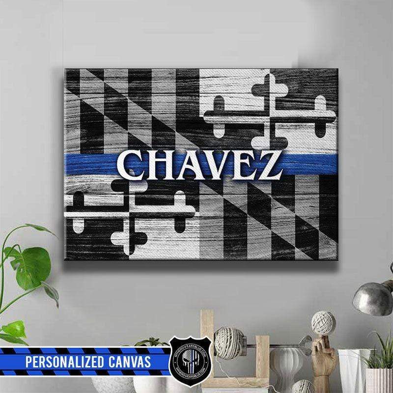 Thin Blue Line - Maryland State Flag Canvas Print