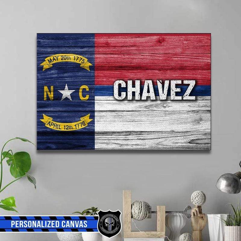 Thin Blue Line - North Carolina State Flag Canvas Print