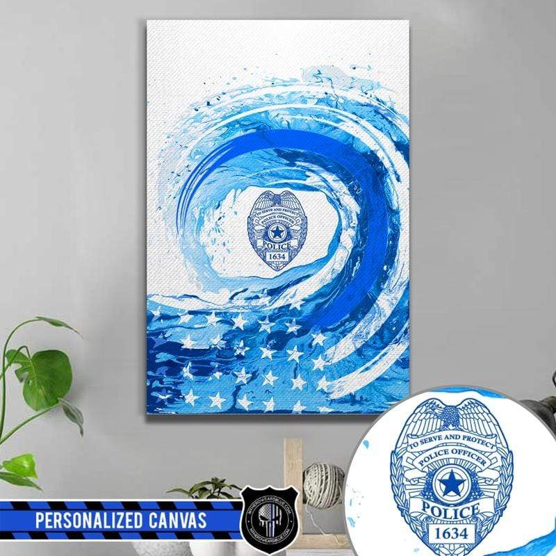 Ocean Wave Thin Blue Line Canvas Print