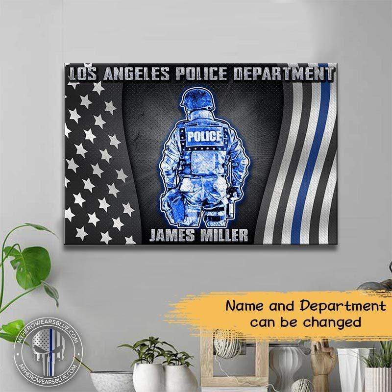 Canvas Prints 24" x 16" - BEST SELLER Personalized Canvas - TBL - Police Back