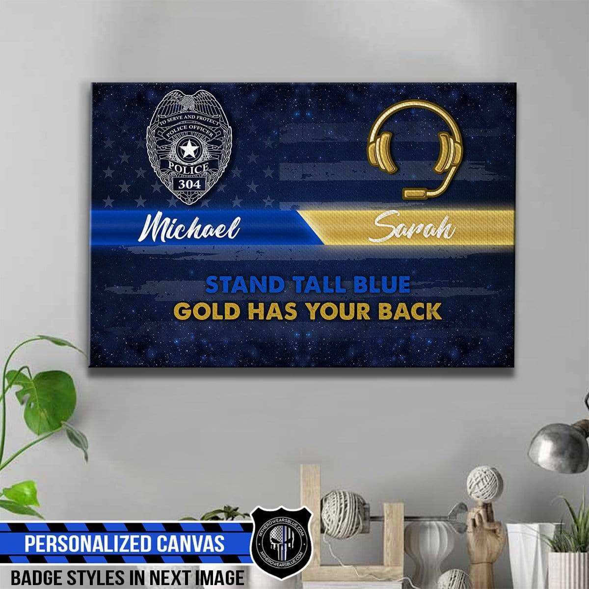 Canvas Prints 24" x 16" - BEST SELLER Personalized Canvas - TBL - Police x Dispatcher