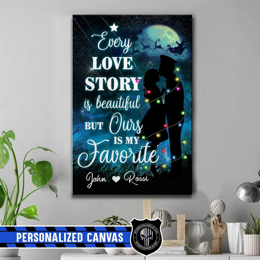 Canvas Prints 16" x 24" - BEST SELLER Personalized Canvas - TBL - Xmas Police Couple Canvas