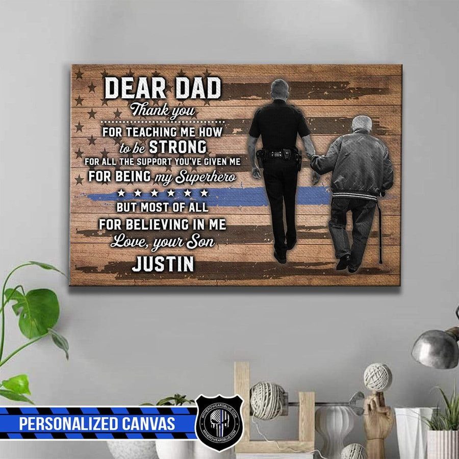 Canvas Prints 24" x 16" - BEST SELLER Personalized Canvas - Thank You For Teaching Me To Be Strong - Police