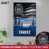 Canvas Prints 8" x 12" Personalized Canvas - Thin Blue Line - Beautiful Sky Flag - Police Badge