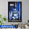 Canvas Prints 16" x 24" - BEST SELLER Personalized Canvas - Thin Blue Line Flag - Deputy Sheriff Suit