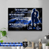 Canvas Prints 24" x 16" - BEST SELLER Personalized Canvas - Thin Blue Line Flag - Husband And Wife - Her Rock His Inspiration