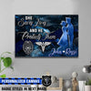 Canvas Prints 24" x 16" - BEST SELLER Personalized Canvas - Thin Blue Line Flag - She Saves Lives - He Protect Them