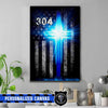 Canvas Prints 16" x 24" - BEST SELLER Personalized Canvas - Thin Blue Line - Shining Cross