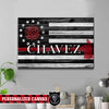 Canvas Prints 24" x 16" - BEST SELLER Personalized Canvas - Thin Red Line - Firefighter Axe Flag - Circle Star
