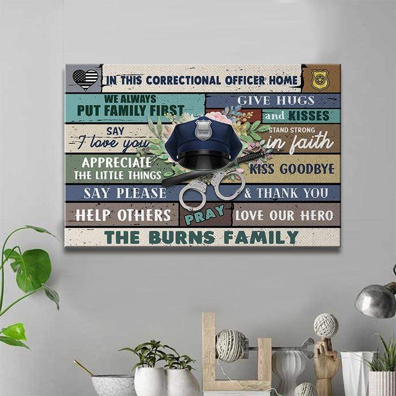 Thin Silver Line - In This House Personalized Canvas Print