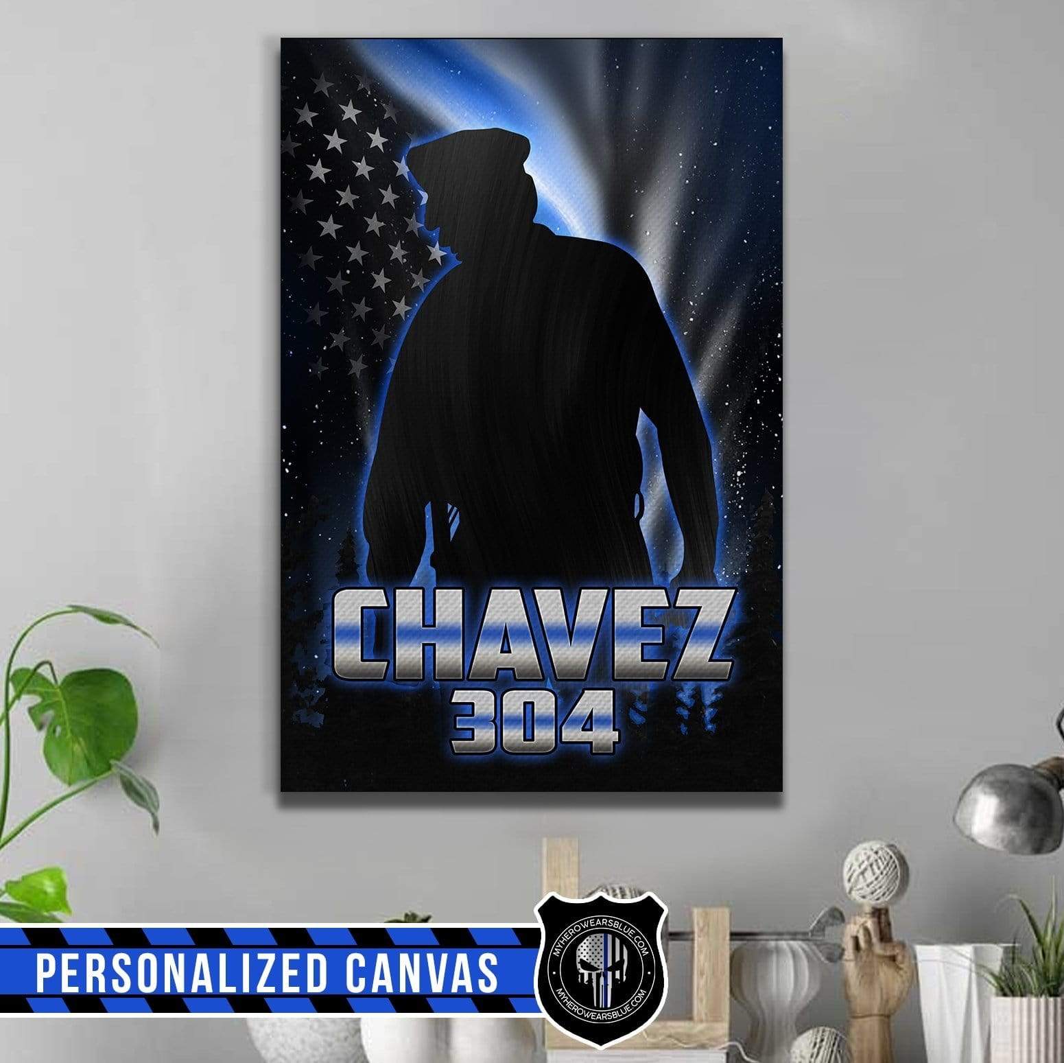 Canvas Prints 8" x 12" Personalized Canvas - Under Thin Blue Line Sky - Name And Badge Number