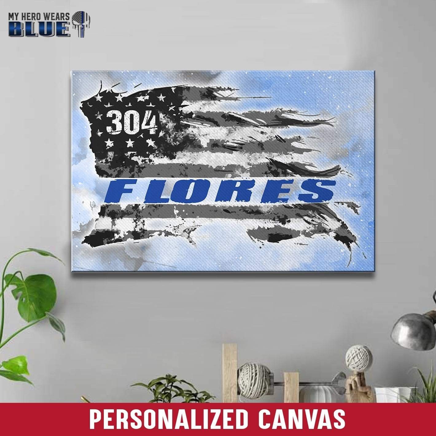 Canvas Prints 12" x 8" Personalized Canvas - Watercolor Distressed Flag