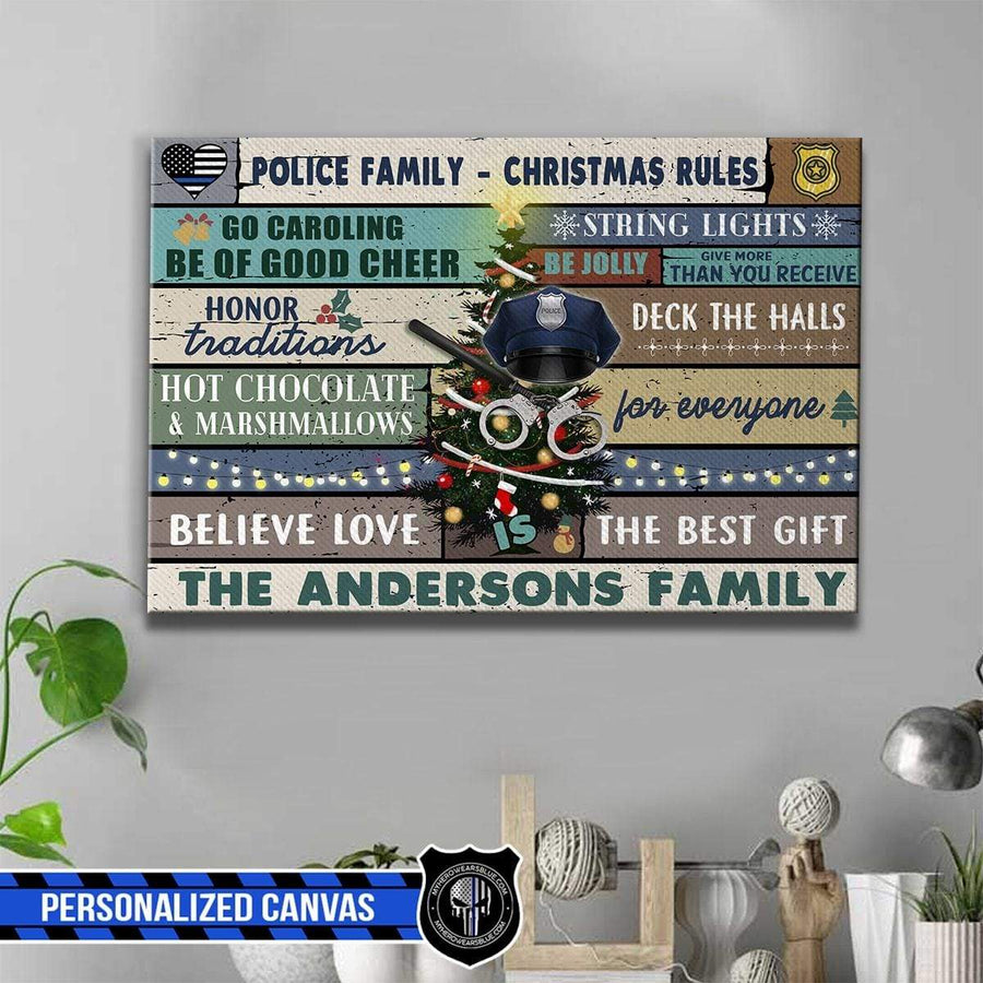 Canvas Prints 24" x 16" - BEST SELLER Personalized Canvas - Xmas - TBL -Family Xmas Rules Canvas