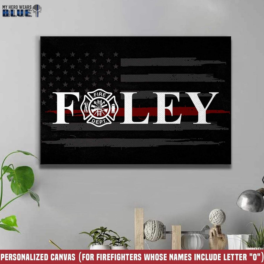 Canvas Prints 12" x 8" Personalized - Firefighter Emblem Inside Name Canvas