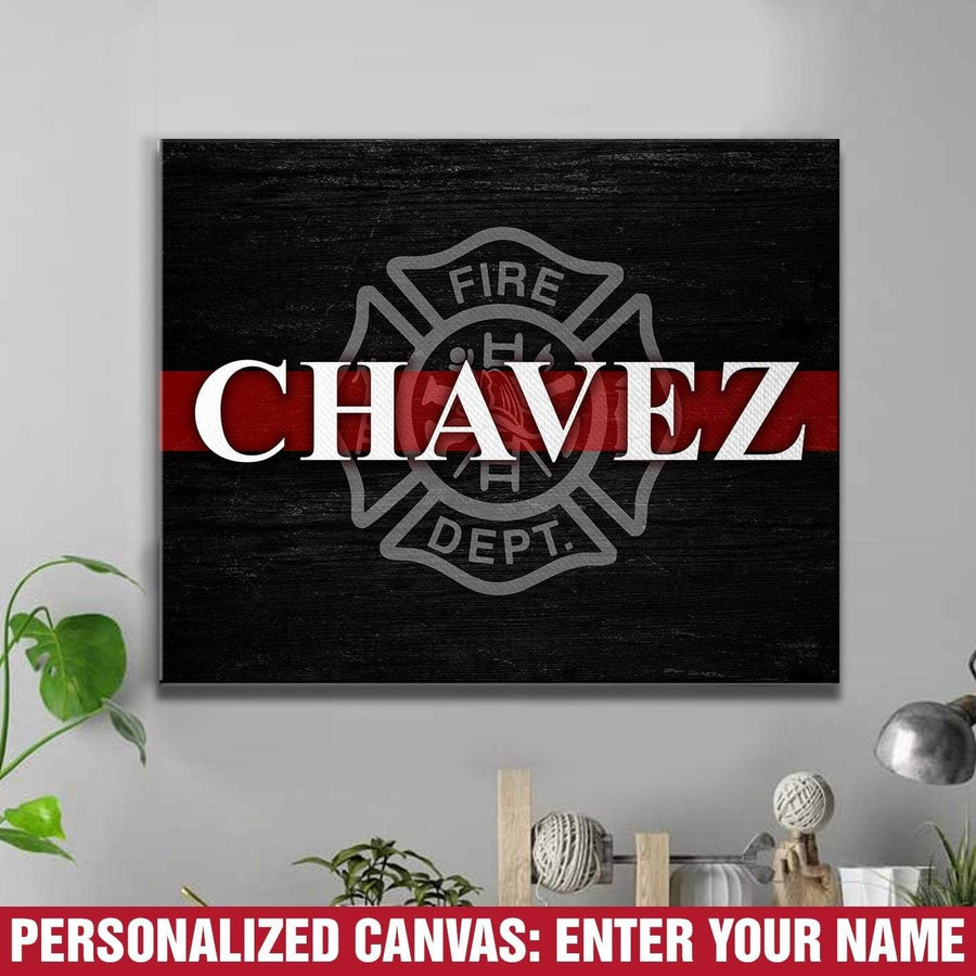 Canvas Prints 12" x 8" Personalized - Firefighter Emblem Logo Canvas