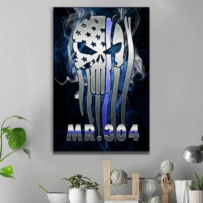 Punisher Thin Blue Line Flag Canvas Print