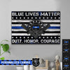 Canvas Prints 24" x 16" - BEST SELLER Personalized - TBL - American Flag With Badge Canvas