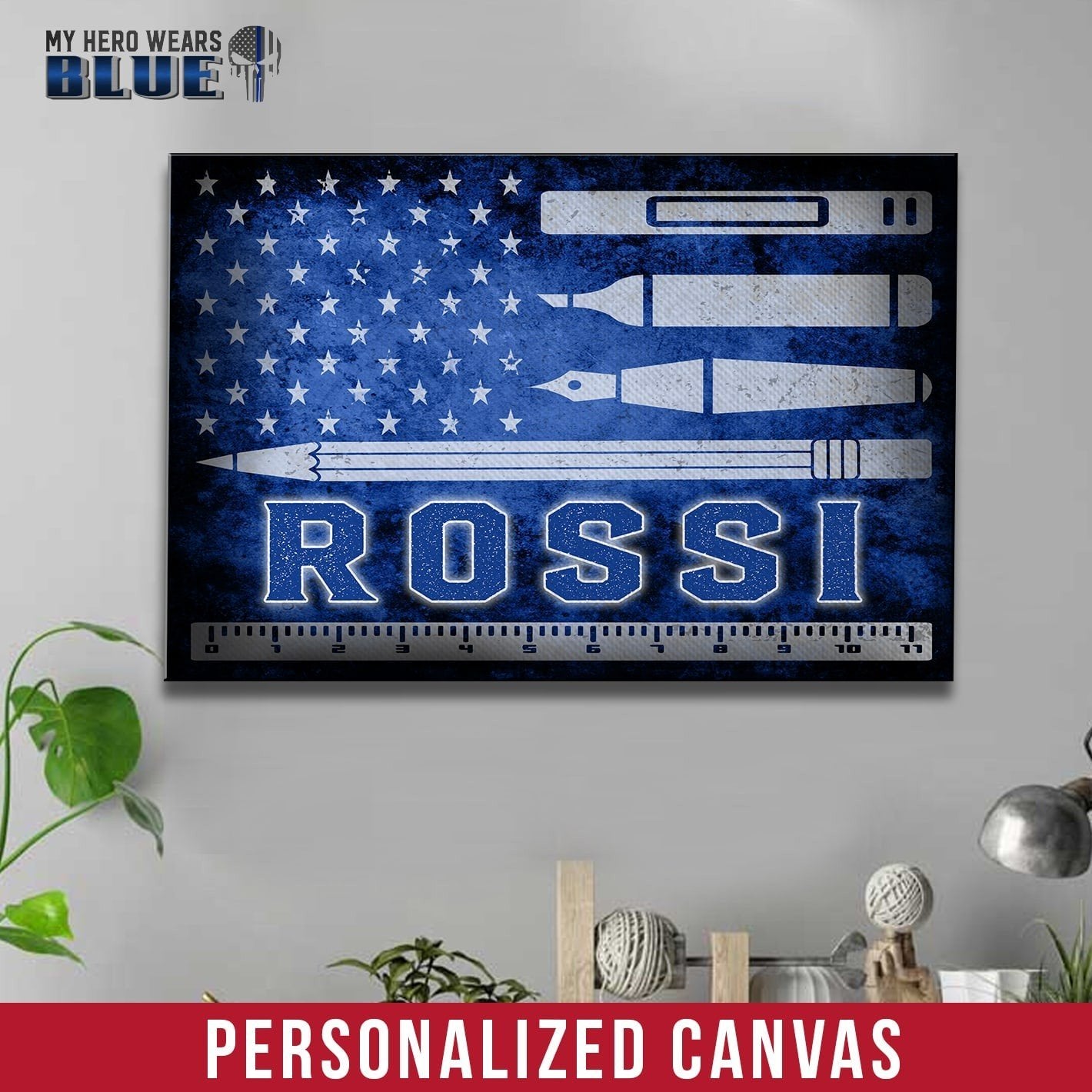 Canvas Prints 12" x 8" Personalized - Teacher Things Flag - Canvas