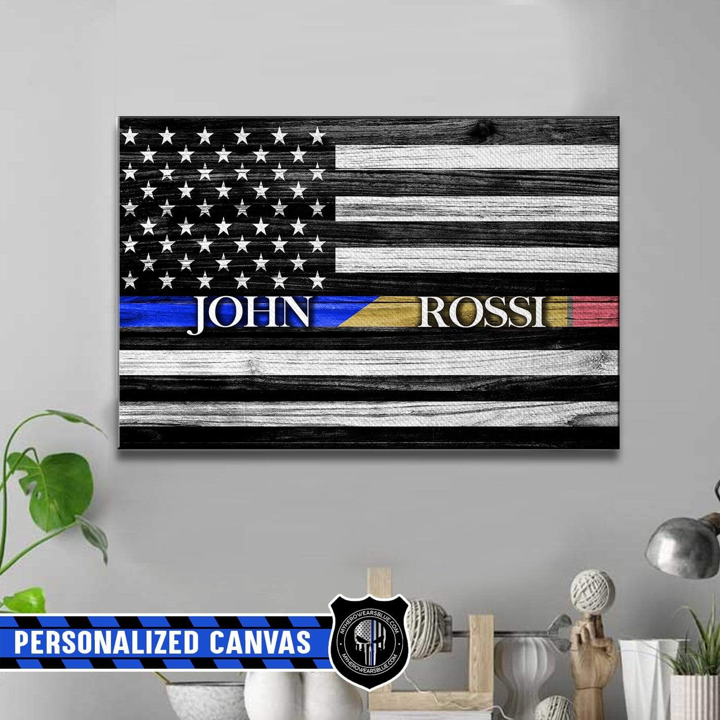 Canvas Prints 12" x 8" Personalized - Teacher x Thin Blue Line Canvas