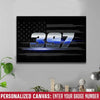 Canvas Prints 12" x 8" Personalized - Thin Blue Line Badge Number Canvas - Ver 1