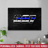 Canvas Prints 12" x 8" Personalized - Thin Blue Line Badge Number Canvas - Ver 2