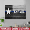 Canvas Prints 12" x 8" Personalized - Thin Blue Line - Texas Flag Canvas