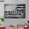 Canvas Prints 12" x 8" Personalized - Thin Silver Line Flag - Name and Badge Number Canvas