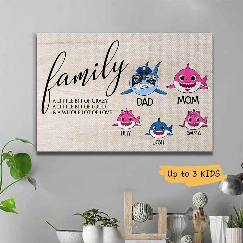Police Family Shark Thin Blue Line Canvas Print