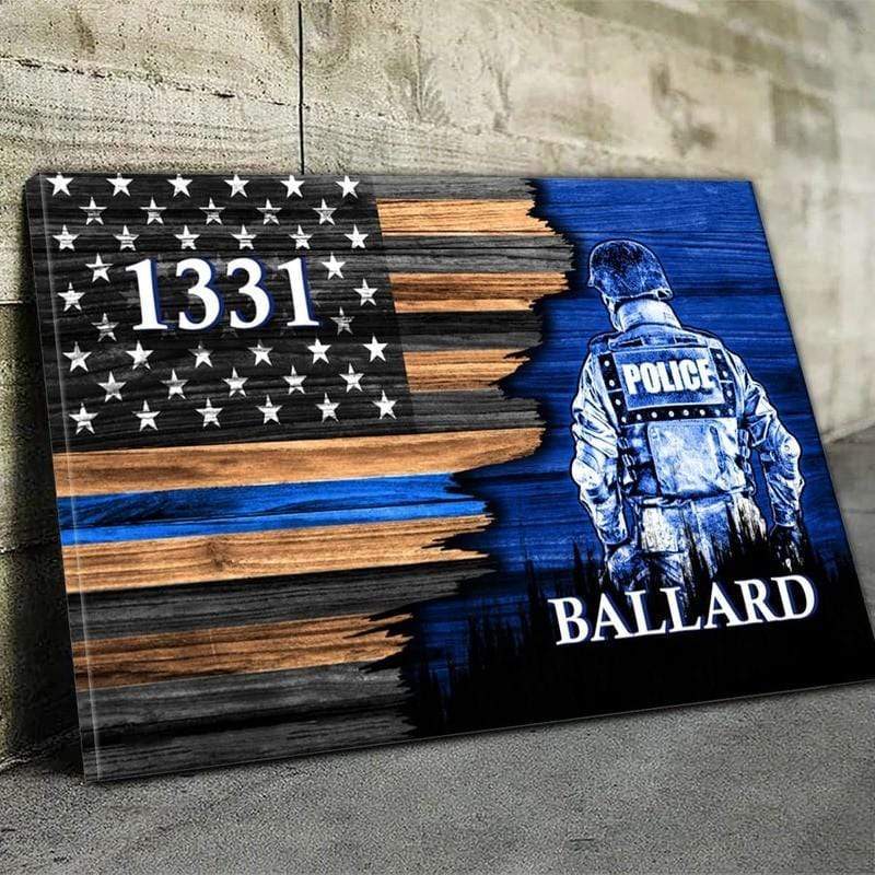 Canvas Prints Police Officer Suit Thin Blue Line Canvas Print - Half Flag