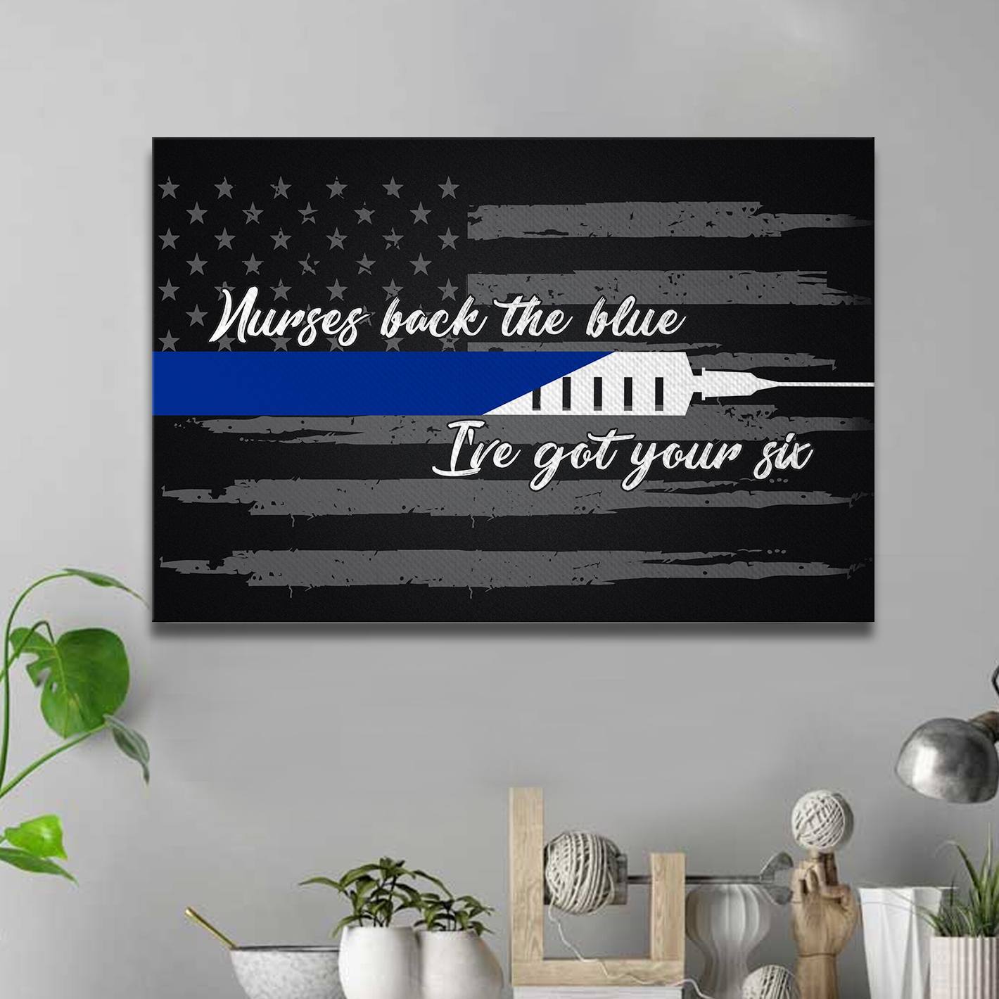 Canvas Prints 24" x 16" - BEST SELLER Police x Nurse - Nurse Back The Blue Canvas