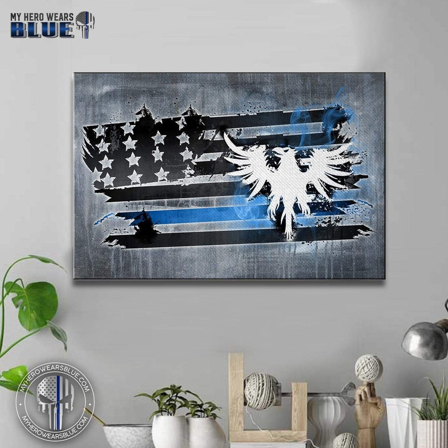 Canvas Prints 12" x 8" Scratched Eagle Canvas - Thin Blue Line