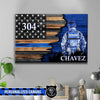 Canvas Prints 24" x 16" - BEST SELLER / 0.75" Sergeant Suit Thin Blue Line Canvas Print - Half Flag