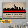 State Skyline Thin Red Line Firefighter Thin Blue Line Canvas Print