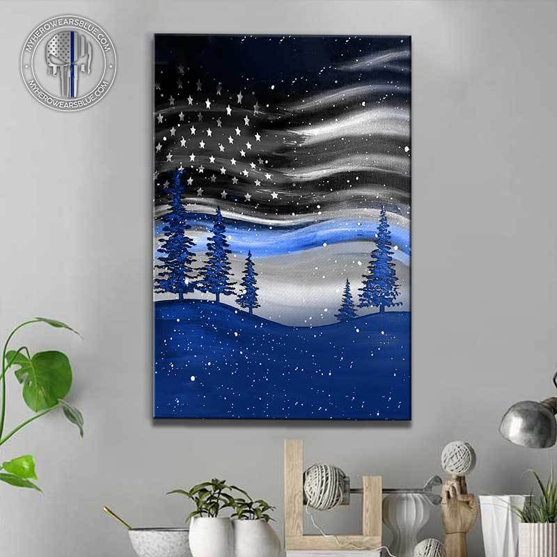 TBL - Beautiful Sky Thin Blue Line Flag Canvas Print