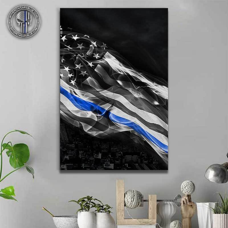 City Under Thin Blue Line Flag Canvas Print