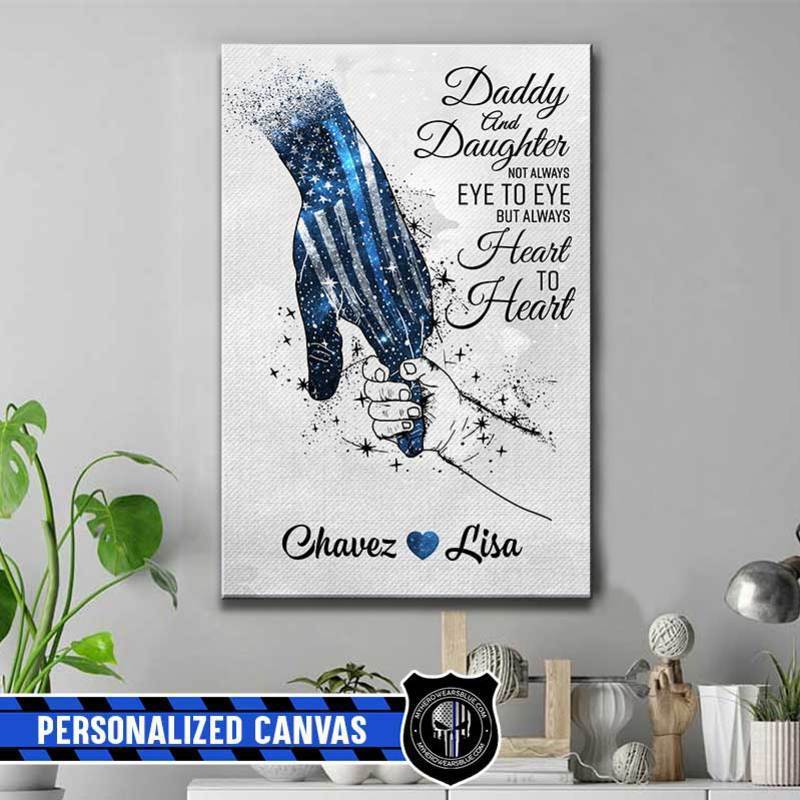 Daddy And Daughter Always Heart By Heart Thin Blue Line Canvas Print