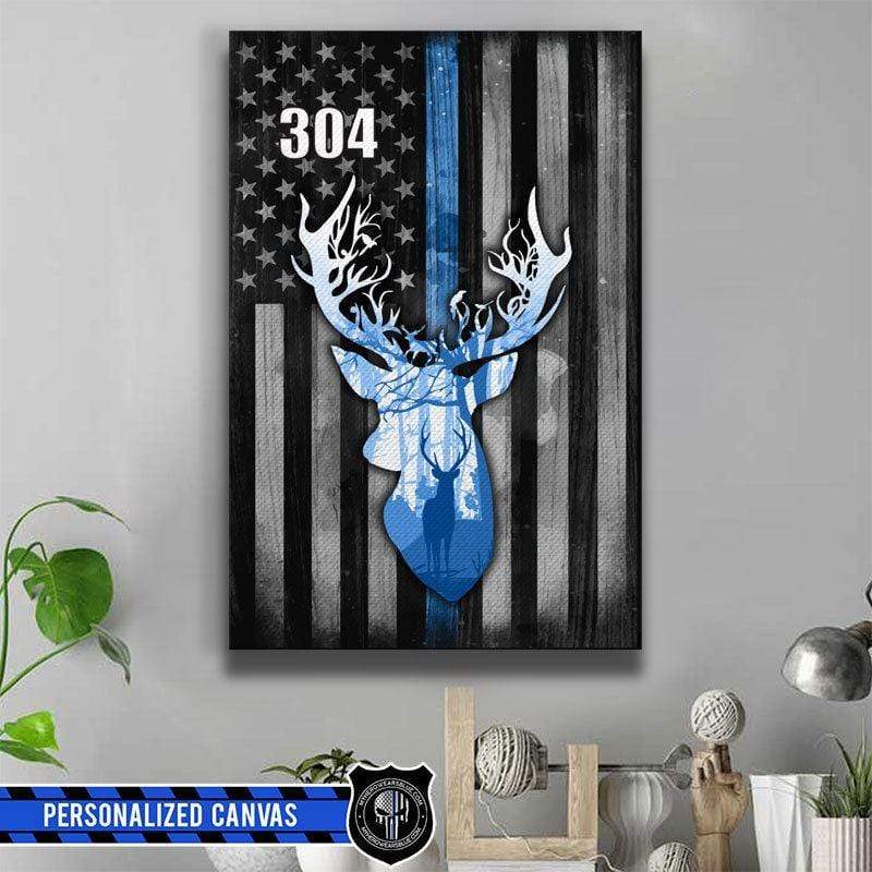 Deer Hunting Flag Thin Blue Line Canvas Print