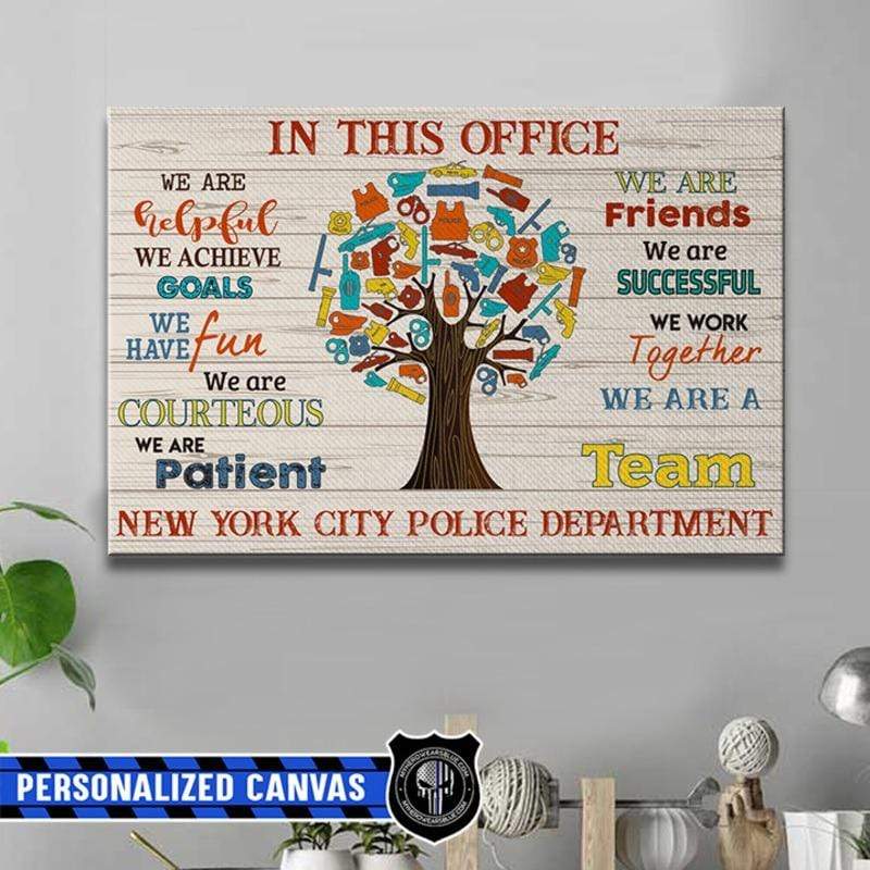 In This Office Police Things Tree Thin Blue Line Canvas Print