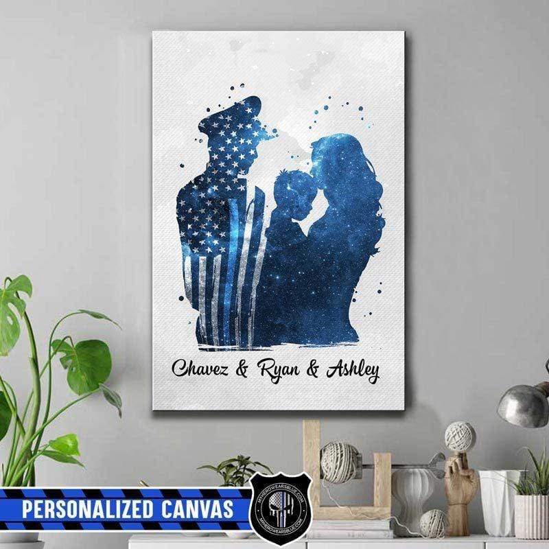 Love My Family Galaxy Thin Blue Line Canvas Print