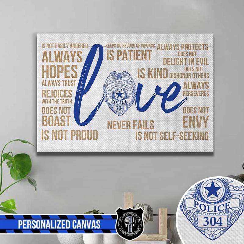 Love Thin Blue Line Art Thin Blue Line Canvas Print